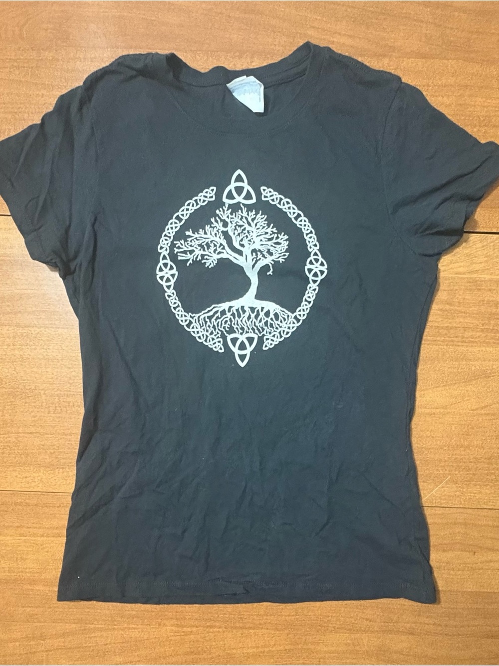 Port and Company Black Tee with White Celtic Tree Graphic